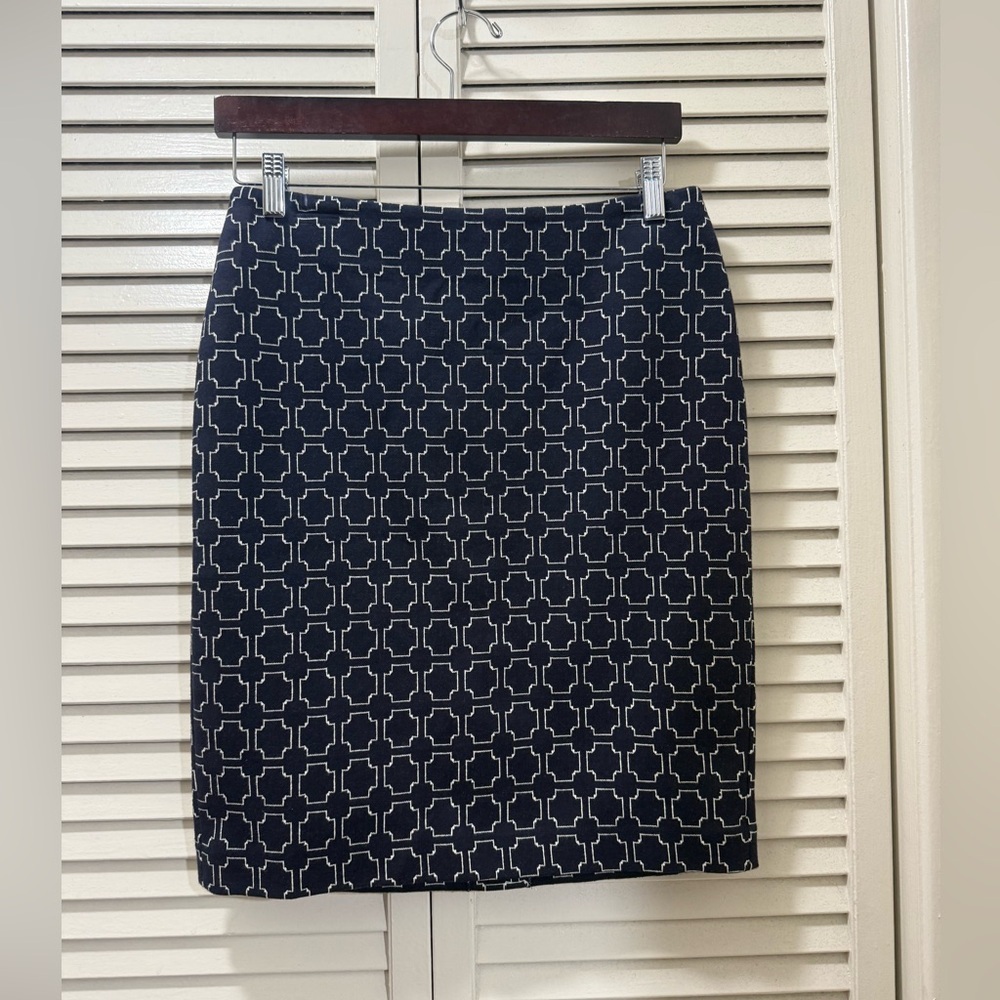 Talbots Women's Pencil Jacquard Skirt Navy